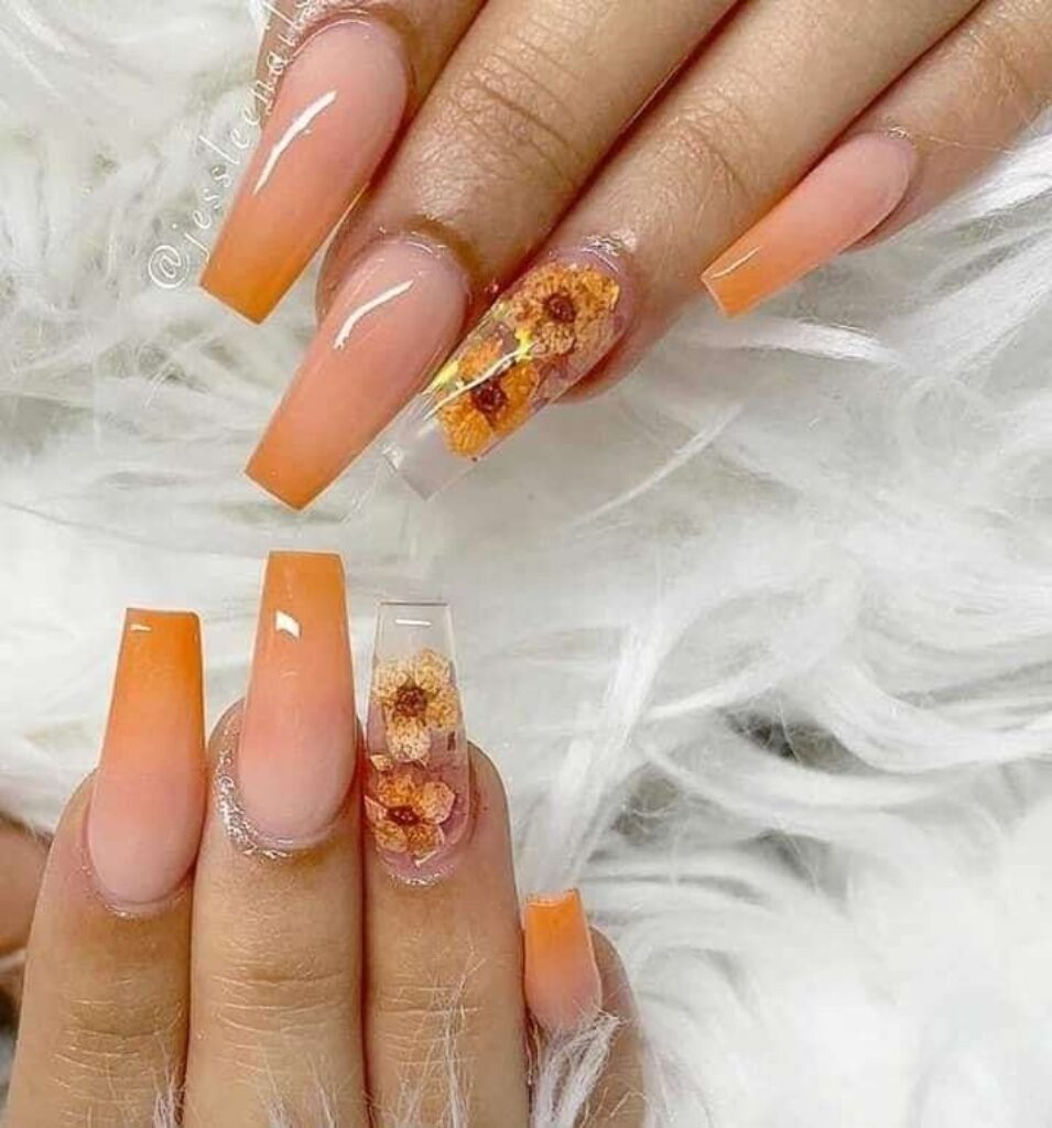 Glittery Sunflowers Nails