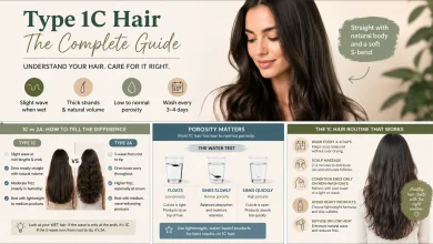 Type 1C Hair: What It Is, How to Identify It, and How to Care for It 45 Woman with Type 1C hair showing natural volume, slight waves, and healthy shine in a complete hair care guide