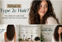 Woman with healthy type 2c hair showing defined root-to-tip S-shaped waves and natural volume