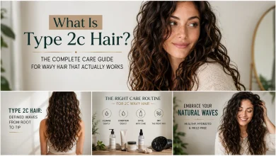 Woman with healthy type 2c hair showing defined root-to-tip S-shaped waves and natural volume