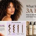 Woman with healthy 3A hair showing loose S-shaped spiral curls with natural volume and definition